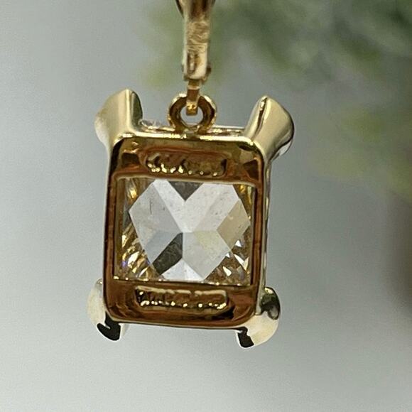 Adrienne Sterling Silver Vermeil Rectangular Cubic Zirconia Dangle Earrings New - Picture 6 of 13